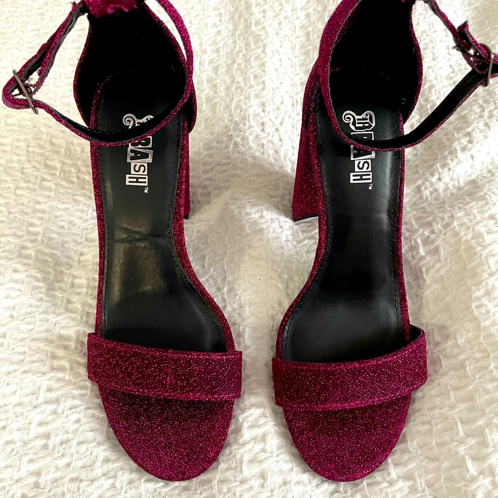 Brash Sparkly Magenta Chunk Heel Size 7 - Picture 2 of 10
